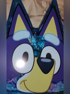 Bluey Shaped Hair Elastic Tote with Blue Sparkle Trim